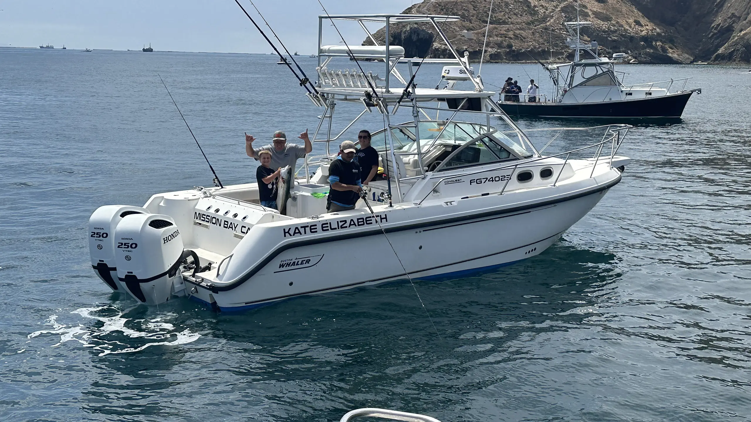 Fernandez Charters sportfishing boat off the Southern California coast